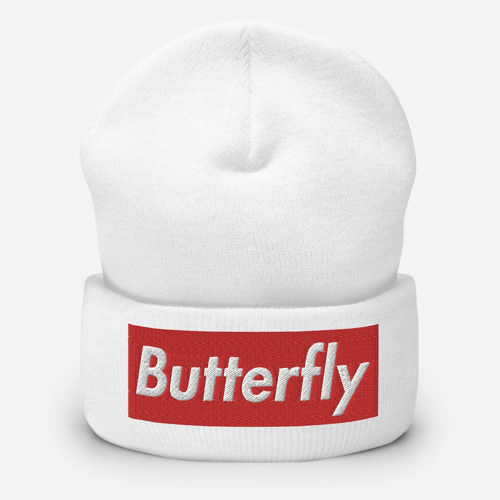 Butterfly Swimmer Cuffed Embroidered Beanie