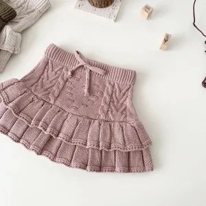 Chunky Knit Ruffled Skirt - Blush